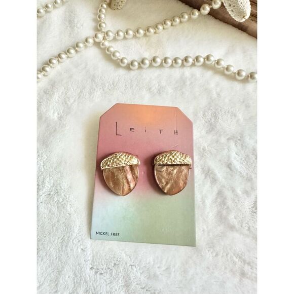 Golden brown acorn stud earrings ￼ - Picture 2 of 3